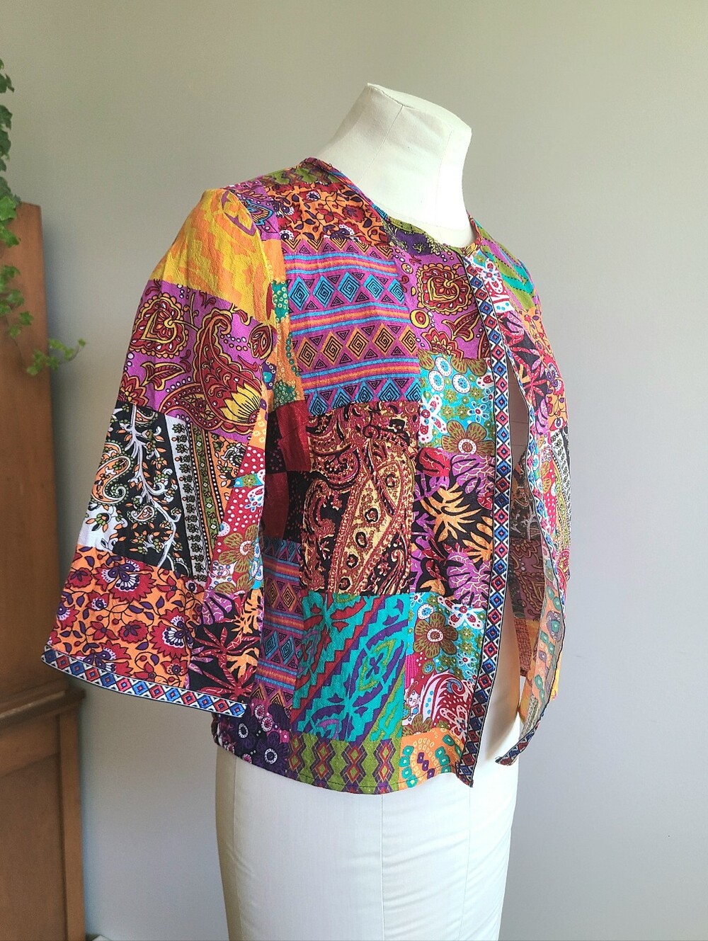Colorful Patchwork Open Front Jacket - Picture 2 of 12